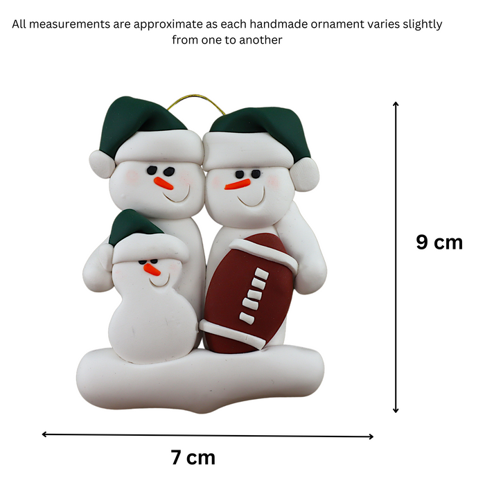 Football Snowmen Family of 3 Ornament Ornamentopia