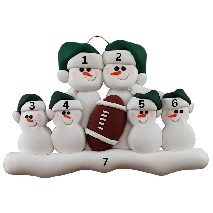 Football Snowmen Family of 6 Ornament