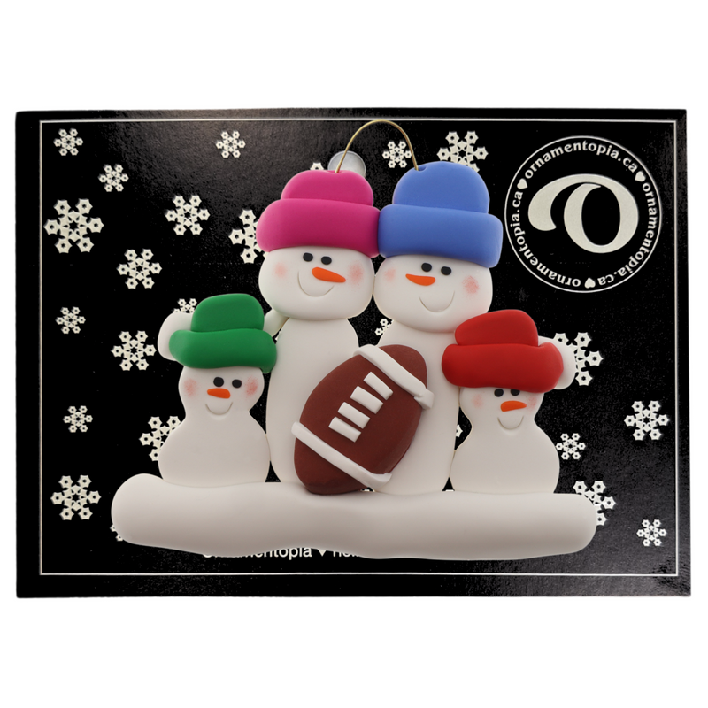 Football Family of 4 Christmas Ornament