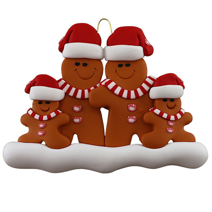 Gingerbread Family of 4 Ornament