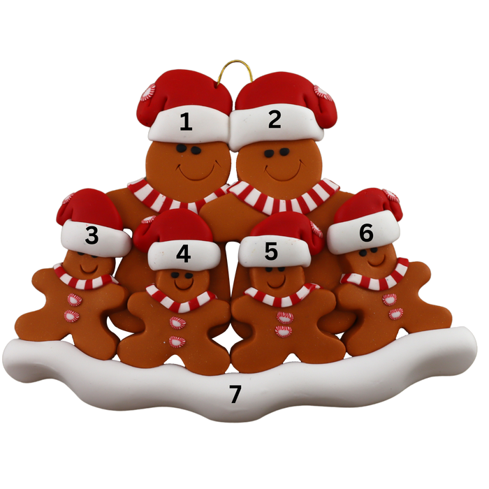 Gingerbread Family of 6 Ornament