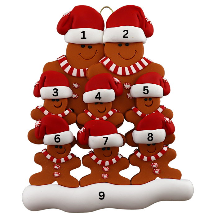 Gingerbread Family of 8 Ornament
