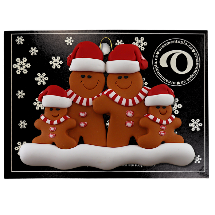 Gingerbread Family of 4 Ornament