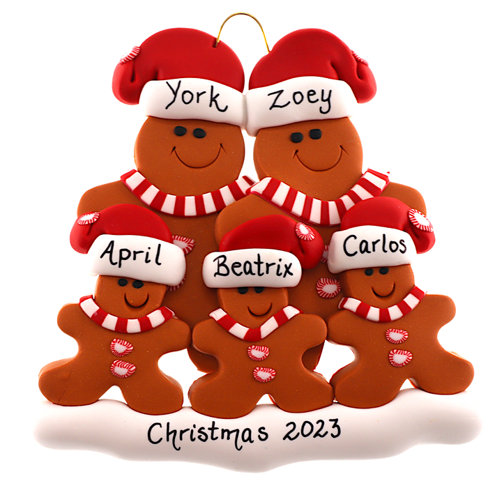 Gingerbread Family of 9 Ornament
