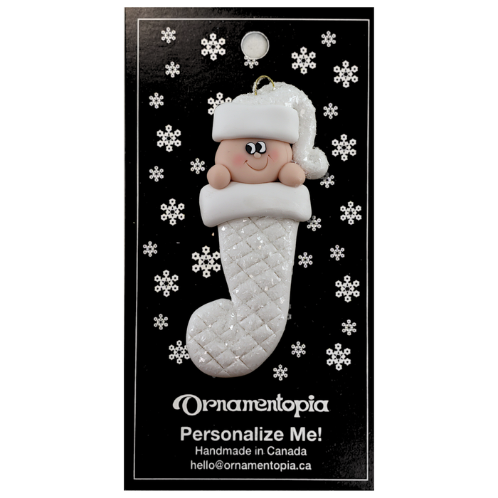 Baby Stocking Ornament - White