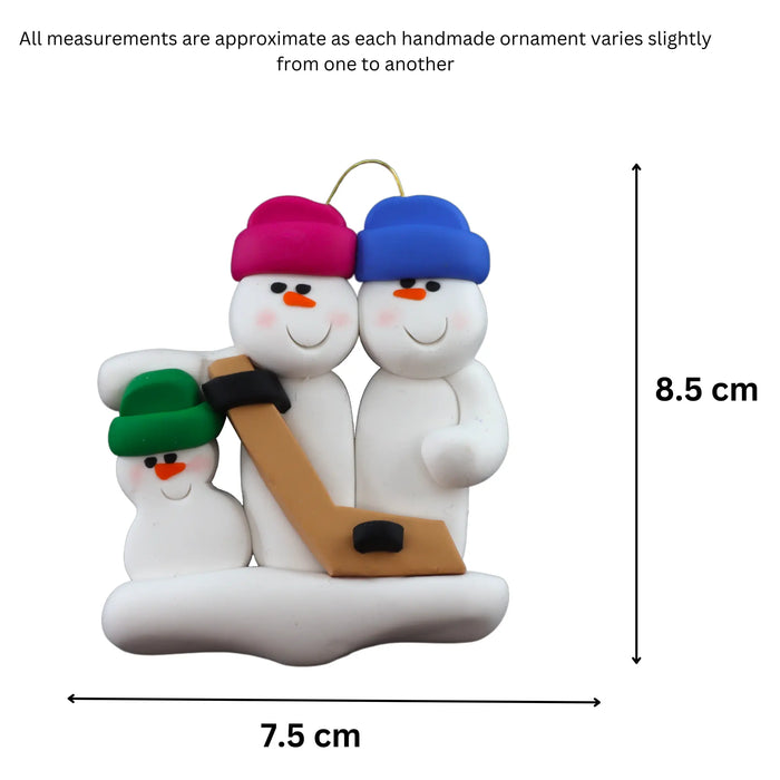 Hockey Snowmen Family of 3 Ornament
