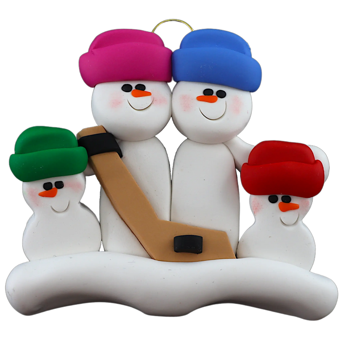 Hockey Snowmen Family of 4 Ornament