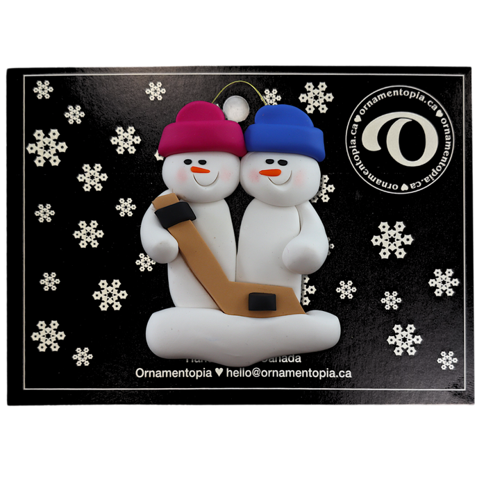 Hockey Snowmen Family of 2 Ornament