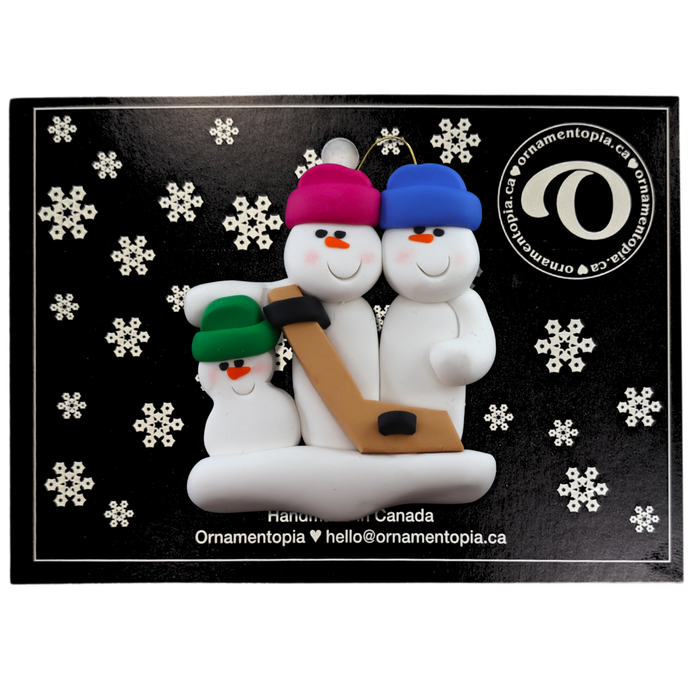 Hockey Snowmen Family of 3 Ornament