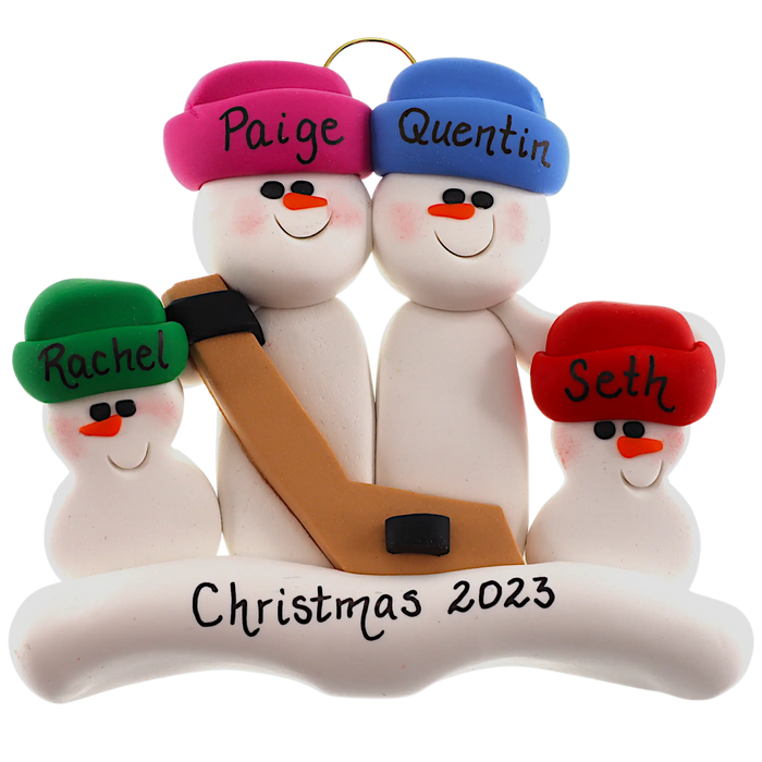 Hockey Snowmen Family of 6 Ornament