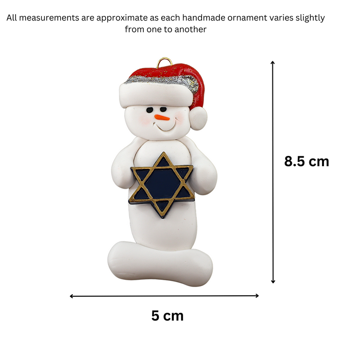 Holiday Snowman With Star Of David Ornament