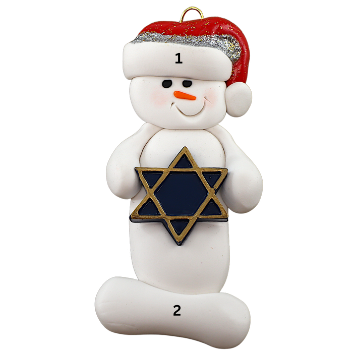 Holiday Snowman With Star Of David Ornament