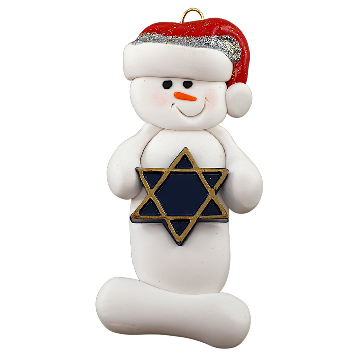 Snowman With Star Of David Christmas Ornament