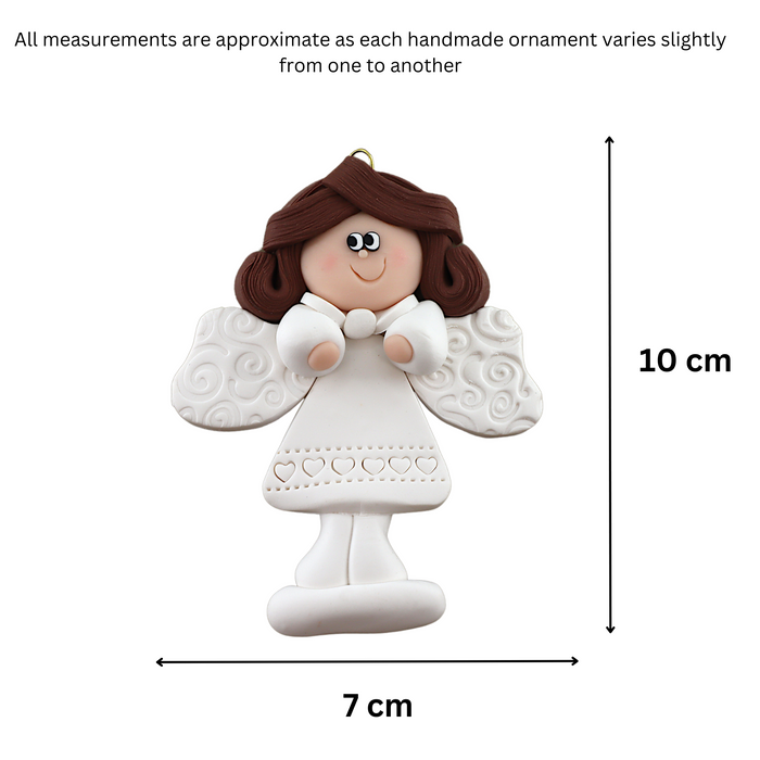 Holiday Angel Ornament - Brown Hair Ornamentopia