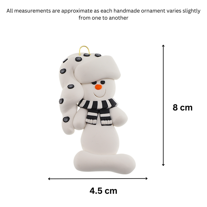 Holiday Black & White Snowman with Toque Ornament Ornamentopia