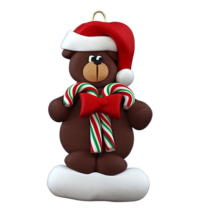 Holiday Bear with Candy Canes Ornament