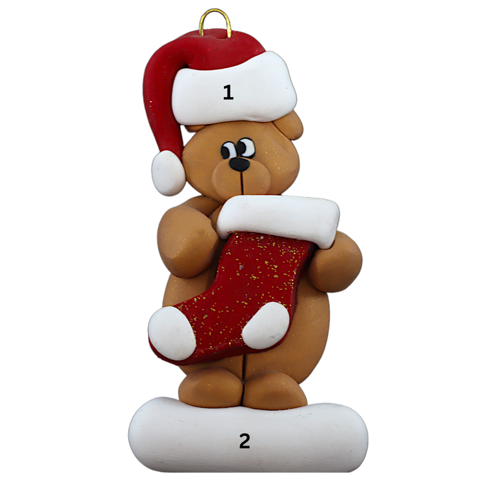 Holiday Bear with Stocking Ornament