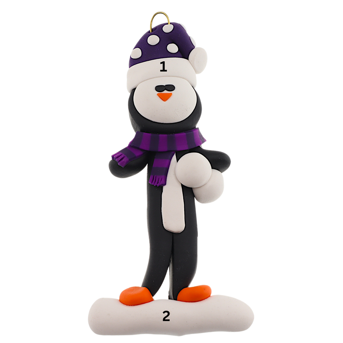 Holiday Adventure Penguin Ornament - Purple