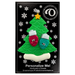 Christmas tree ornament decorated with 2 light bulbs with smiling faces, on display backing card.