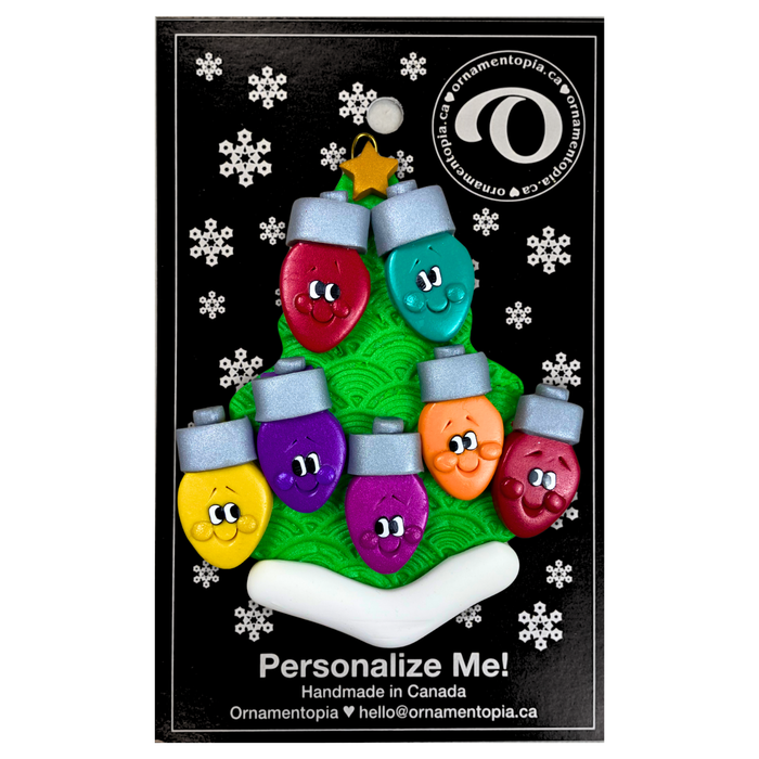 Light Bright Family of 7 Christmas Ornament