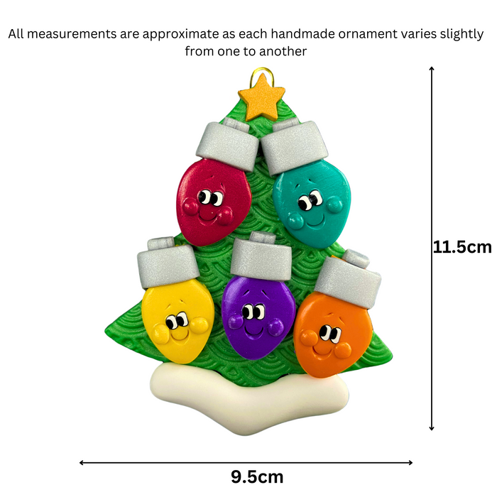 Light Bright Family of 5 Christmas Ornament