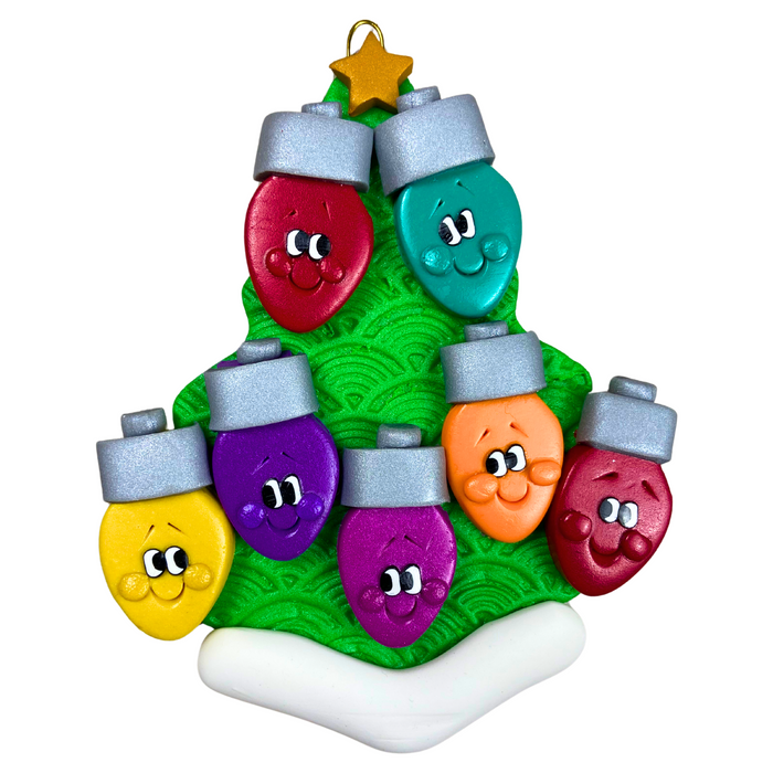 Light Bright Family of 7 Christmas Ornament