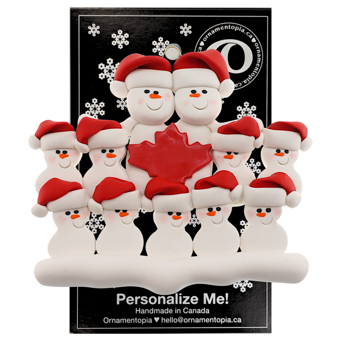 Maple Leaf Snowmen Family of 11 Ornament