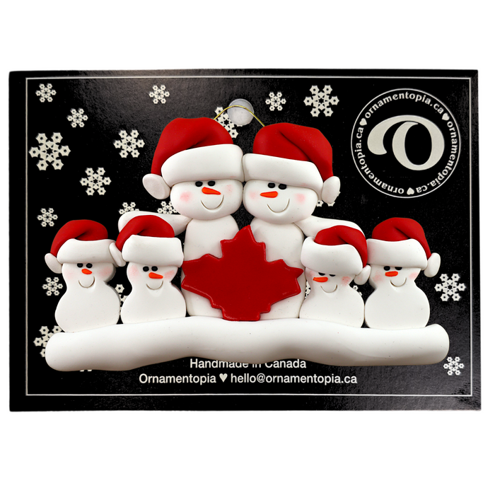 Maple Leaf Snowmen Family of 6 Ornament