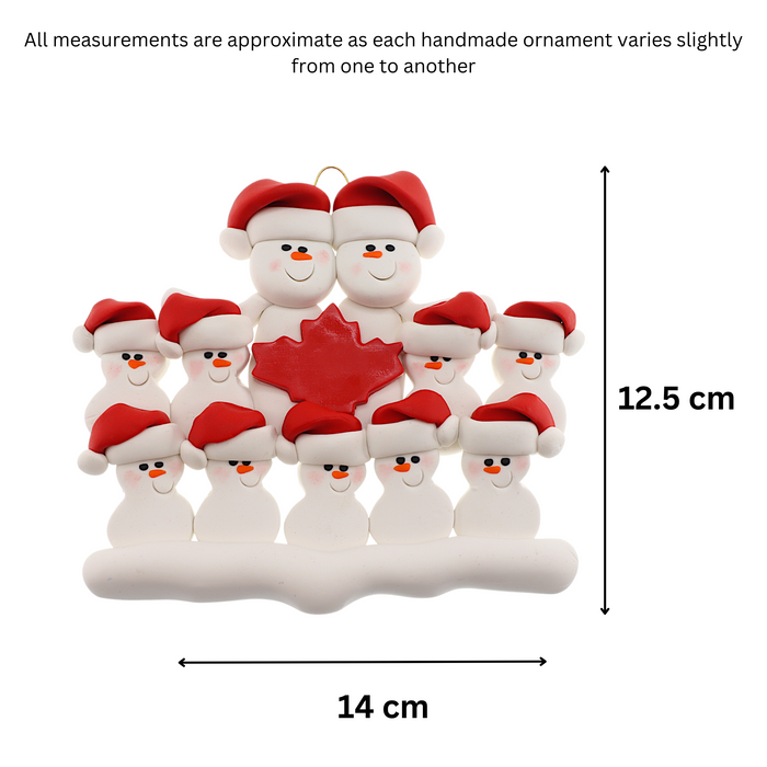 Maple Leaf Snowmen Family of 11 Ornament Ornamentopia