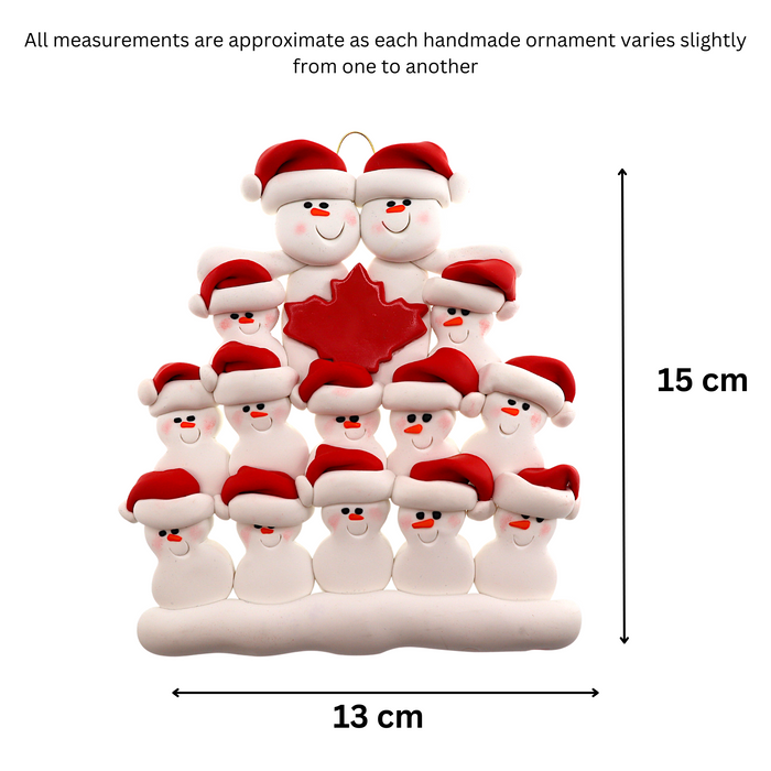 Maple Leaf Snowmen Family of 14 Ornament Ornamentopia