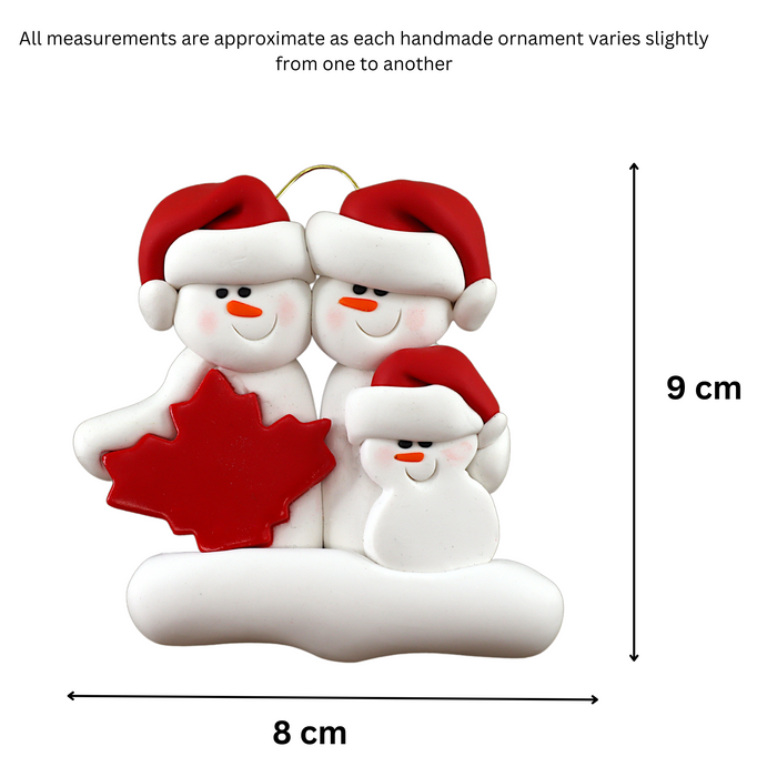 Maple Leaf Snowmen Family of 3 Ornament Ornamentopia