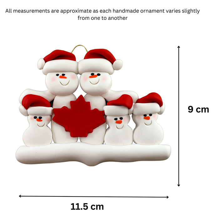 Maple Leaf Snowmen Family of 5 Ornament Ornamentopia