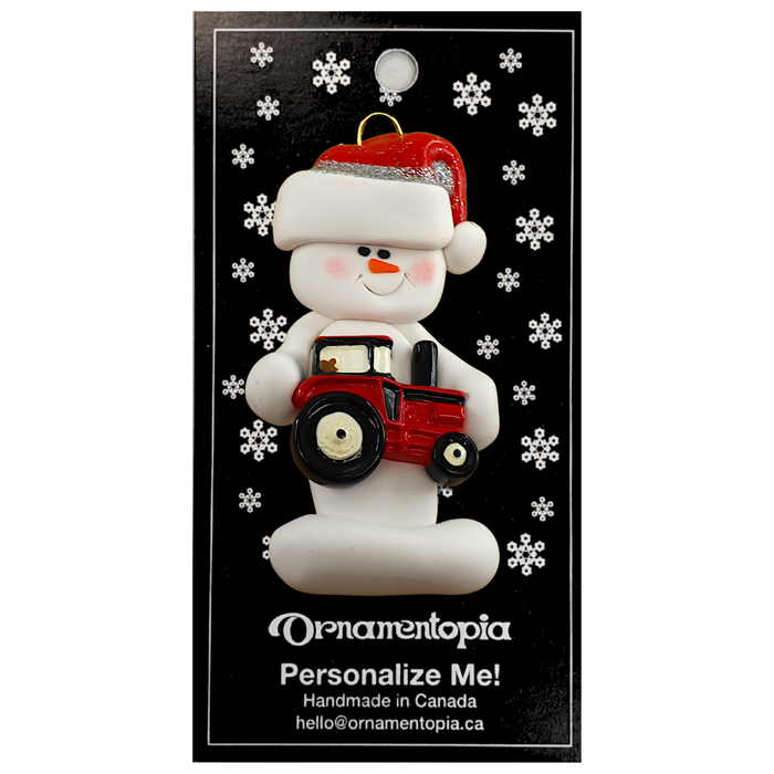 Snowman Farmer Ornament - Red