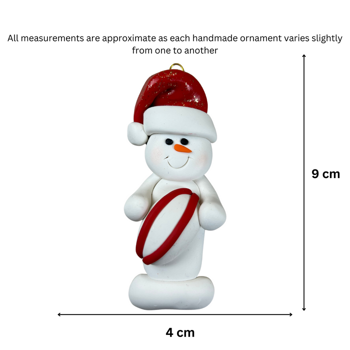 Snowman Rugby Player Ornament