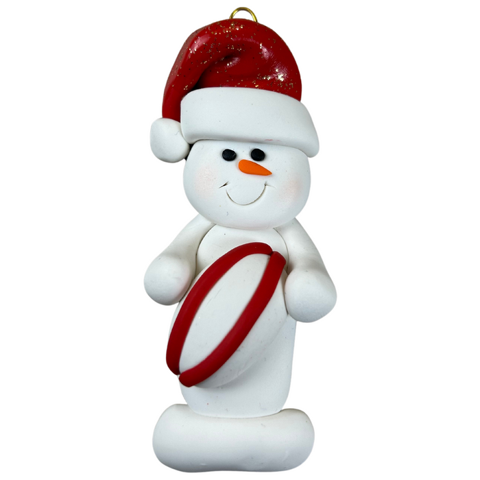 Snowman Rugby Player Ornament