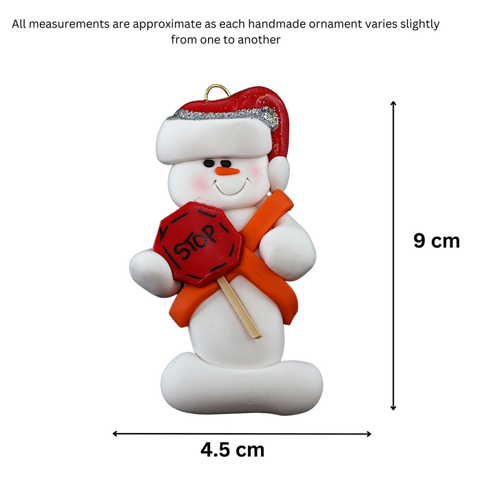 Snowman Crossing Guard Ornament Ornamentopia