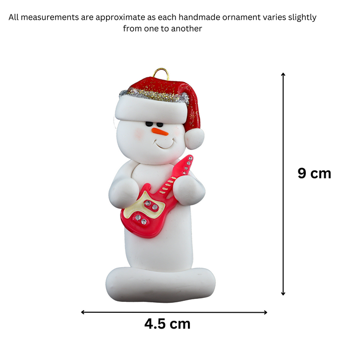 Snowman Guitar Player Ornament - Pink Ornamentopia