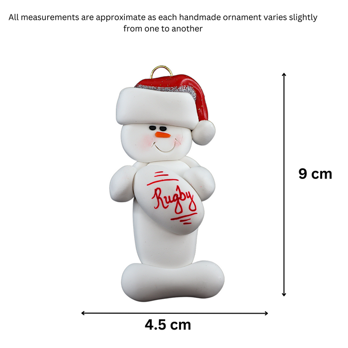 Snowman Rugby Player Ornament