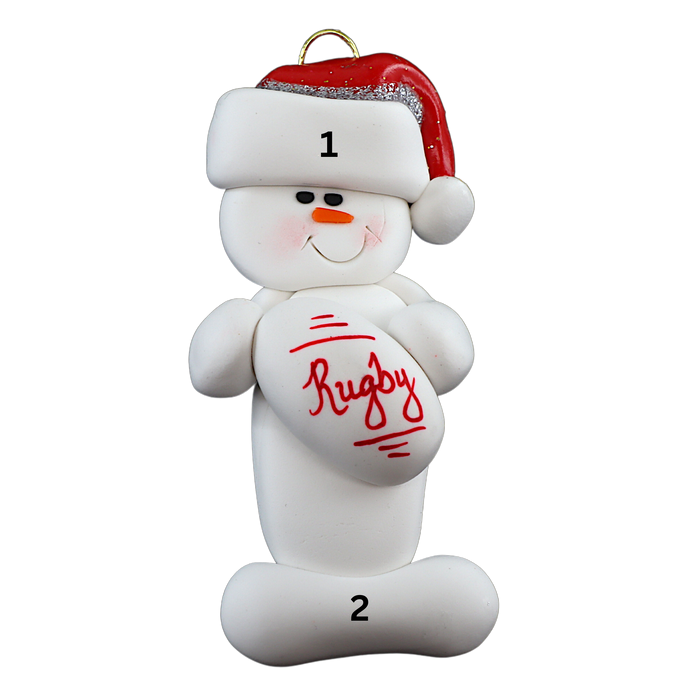 Snowman Rugby Player Ornament