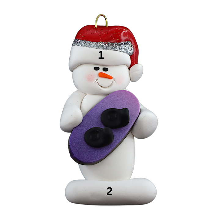 Snowman Snowboarder Ornament