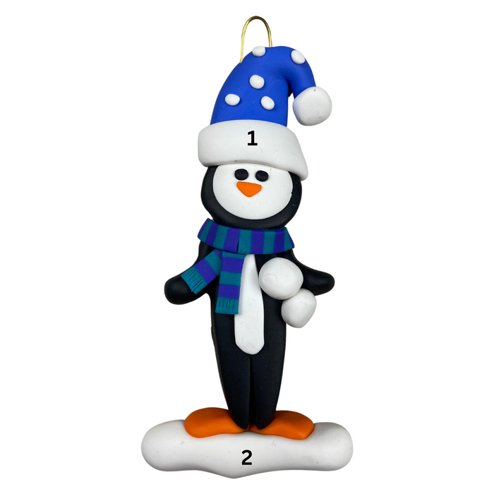 Holiday Adventure Penguin Ornament - Blue