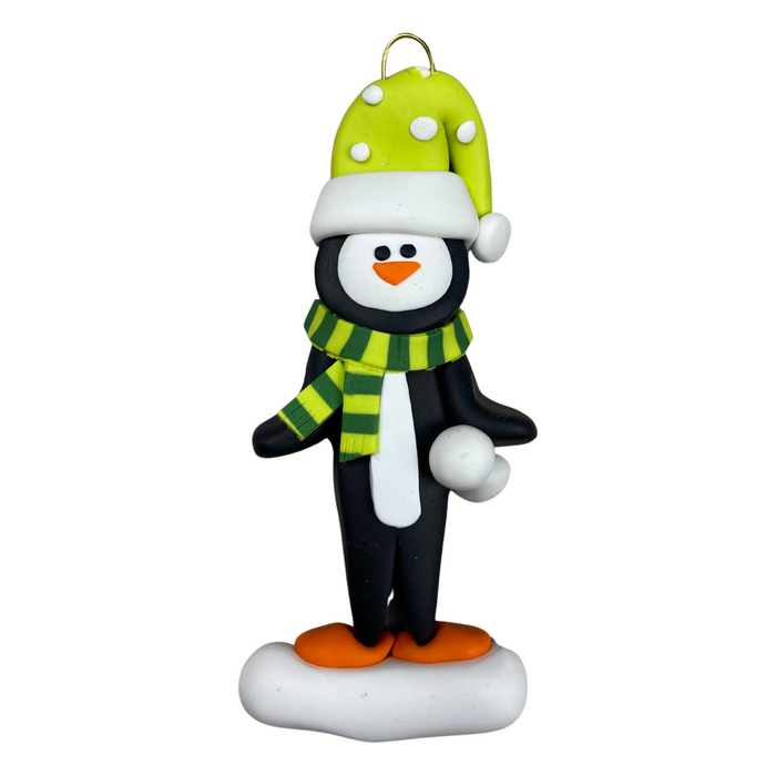 Holiday Adventure Penguin Ornament - Green