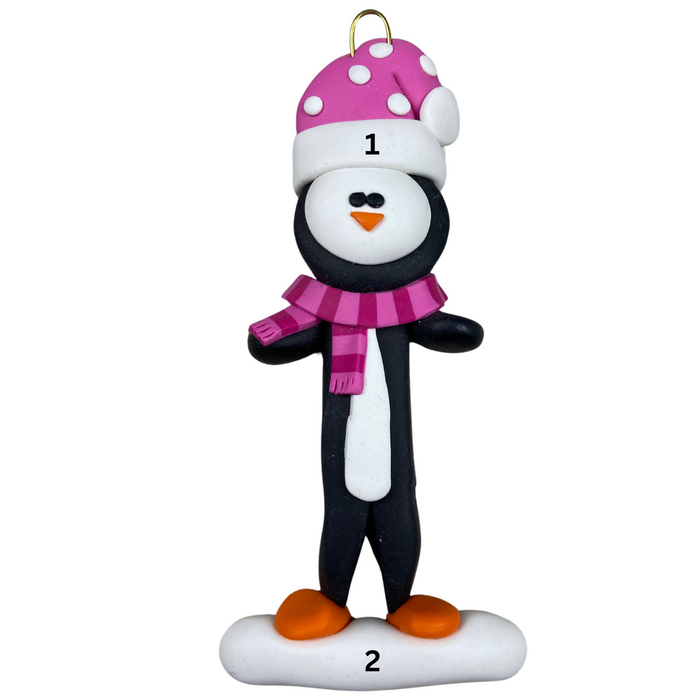 Holiday Adventure Penguin Ornament - Pink