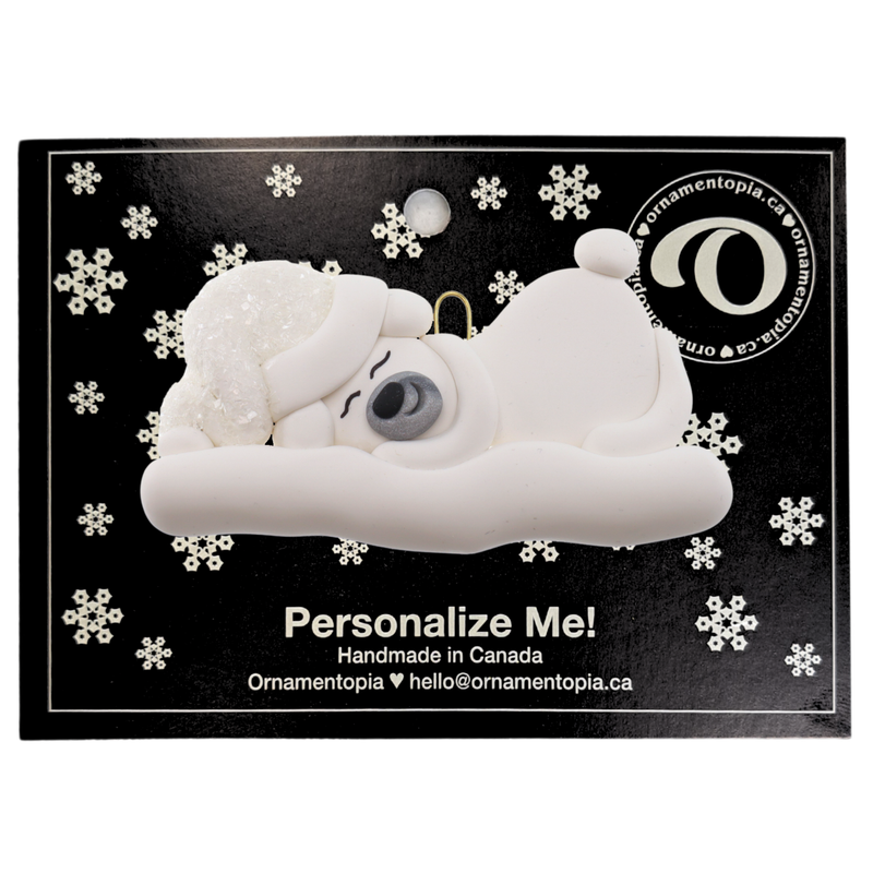 Polar Bear Baby Christmas Ornament - White Glitter