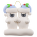 Family ornament with 2 polar bear figures in blue Christmas hats.