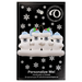 Family ornament with 4 polar bear figures in blue Christmas hats, on display backing card.