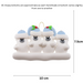 Family ornament with 4 polar bear figures in blue Christmas hats, graphed to show size (10x7.5cm).