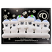 Family ornament with 6 polar bear figures in blue Christmas hats, on display backing card.