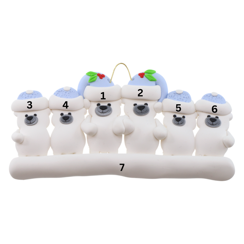 Polar Bear Family of 6 Christmas Ornament