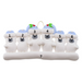 Family ornament with 6 polar bear figures in blue Christmas hats, numbered 1-7 for personalization.